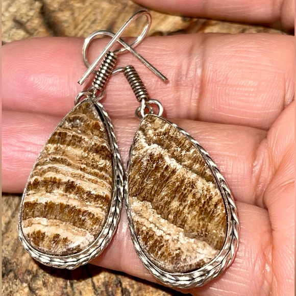 Teardrop Shape Aragonite Earrings 2” - Picture 6 of 10